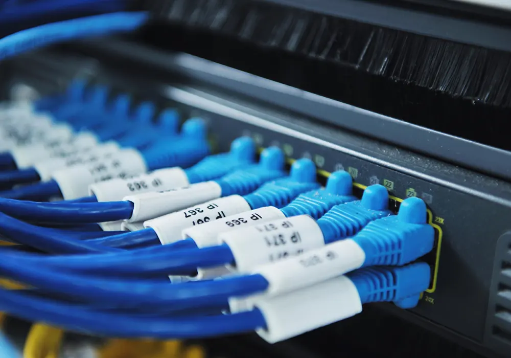 Network cables in a server rack